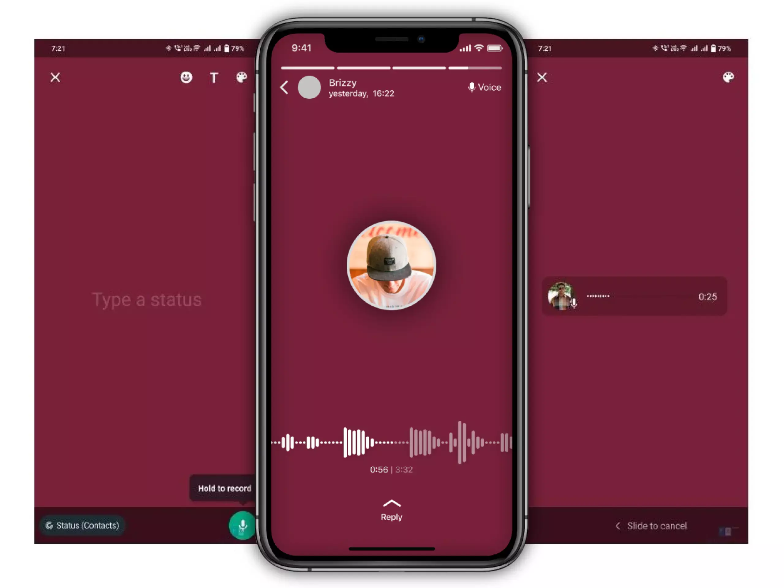 how to upload voice status in whatsapp