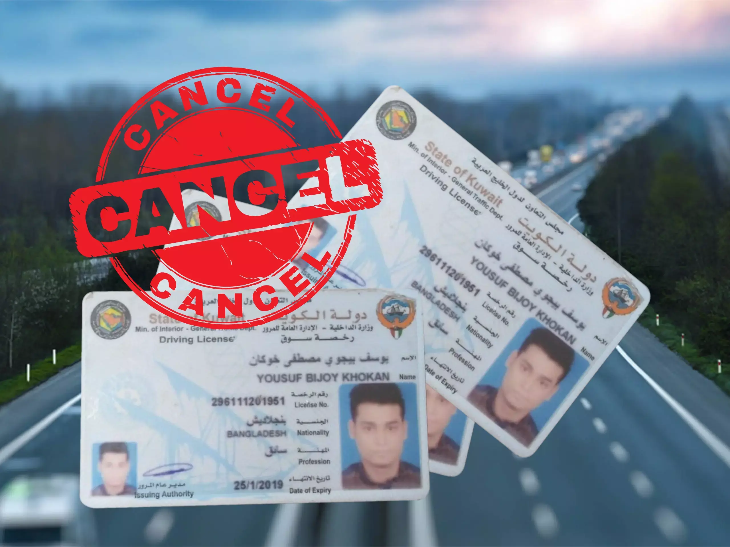 cancell nri driving license kuwait