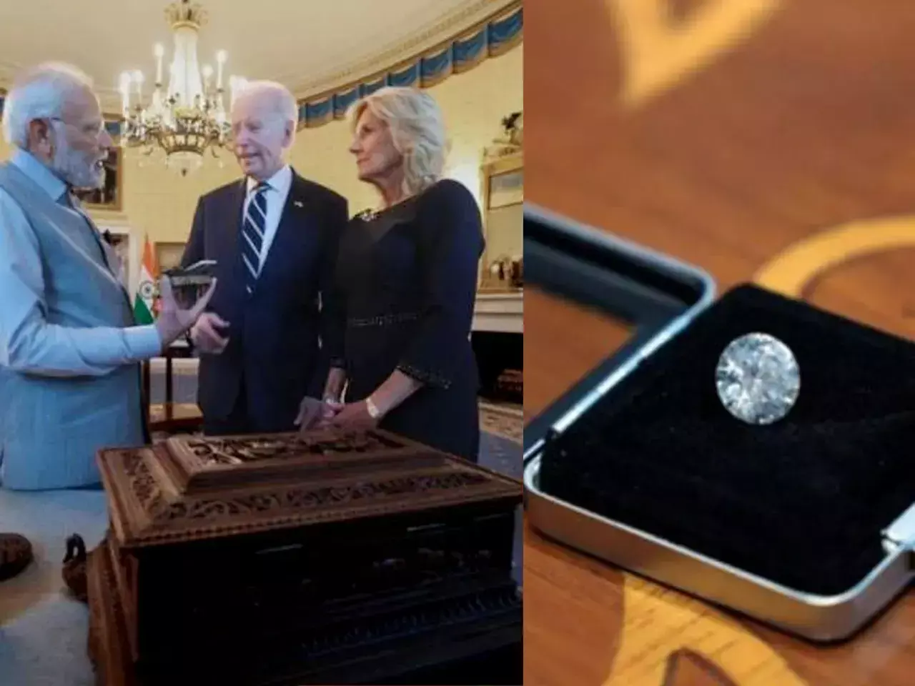 modi presented green diamond to first lady jill biden