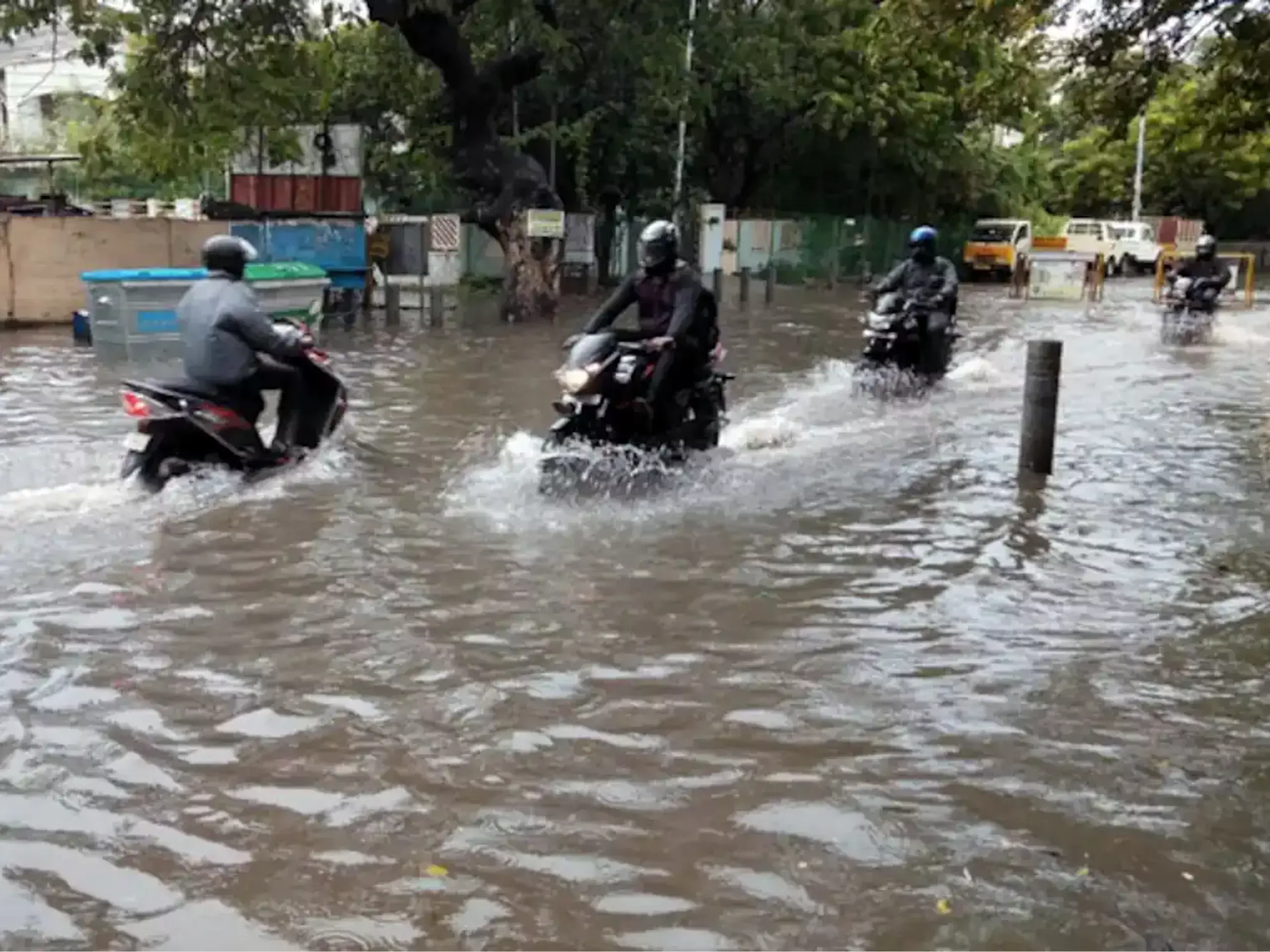 chennai drenched in rain before missing touches down