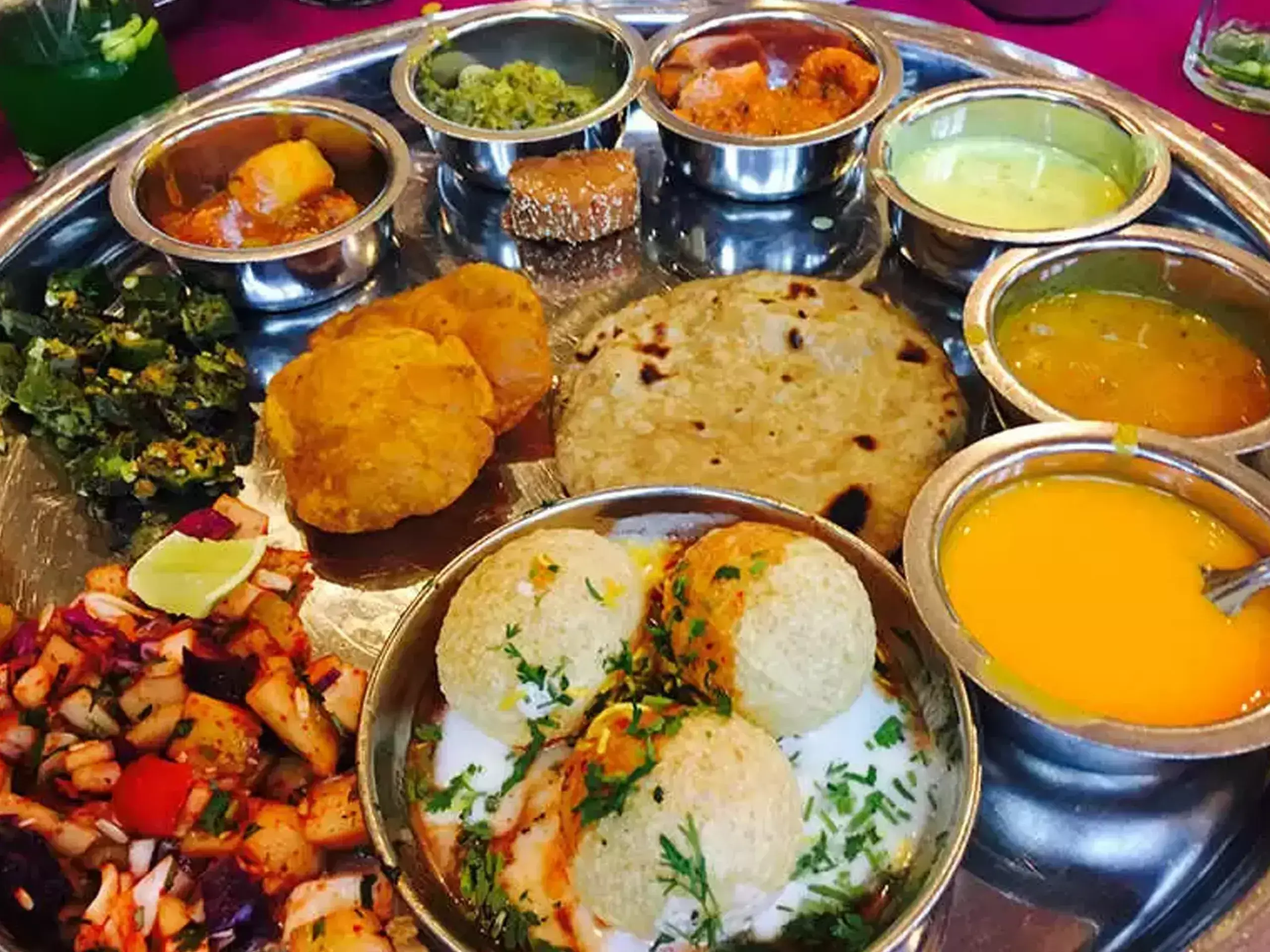 reportedly overpriced vegetarian thali, at least for non-veg