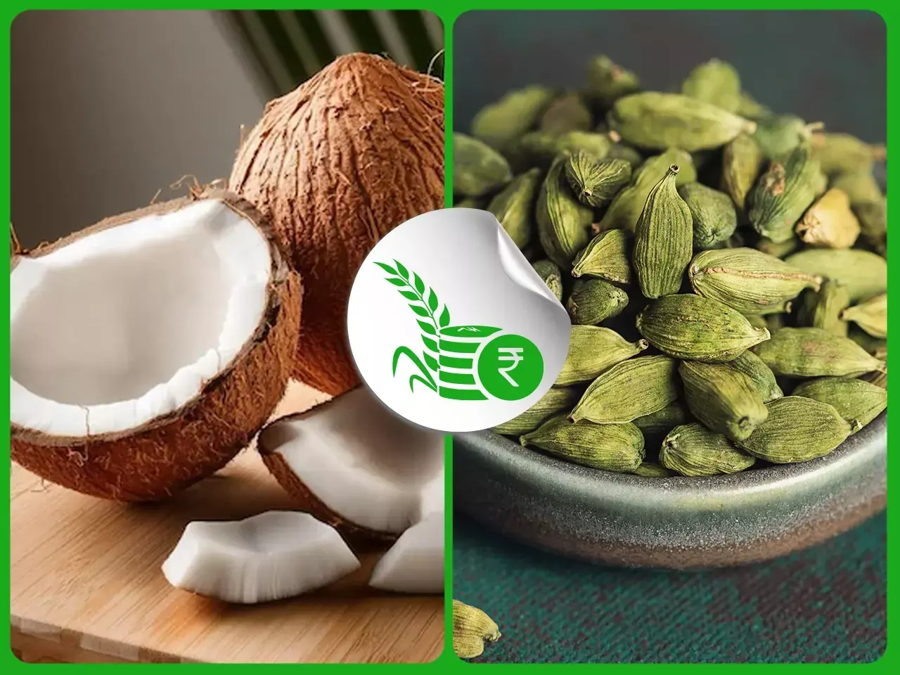 അടിച്ചുകയറി തേങ്ങ വില, പച്ചപ്പൊന്നായി ഏലം