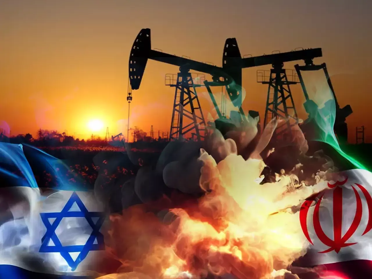 Graph showing rising crude oil prices and falling stock market indices due to Iran-US war tensions. Graph showing rising crude oil prices and falling stock market indices due to Iran-US war tensions.