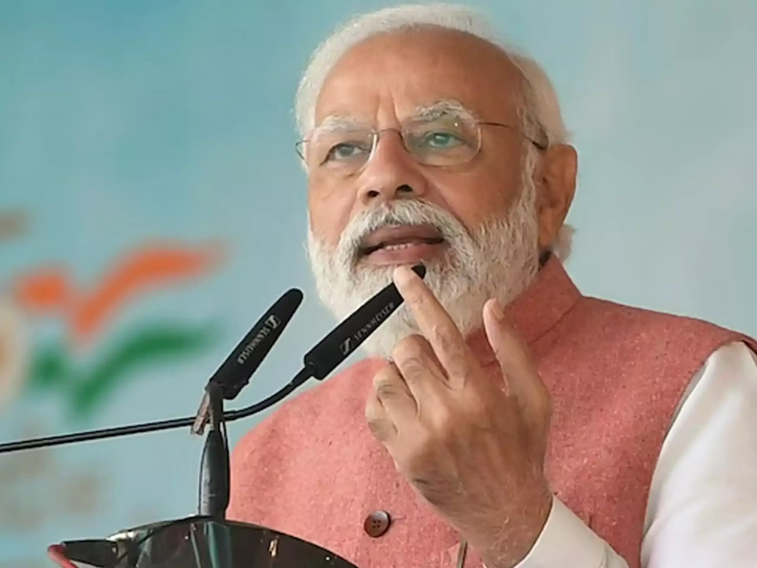 PM Narendra Modi presenting MANAV framework at India AI Impact Summit 2026 in New Delhi.