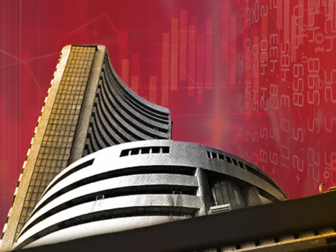 Bullish trend in Indian stock market, Dalal Street trading floor, and financial growth charts