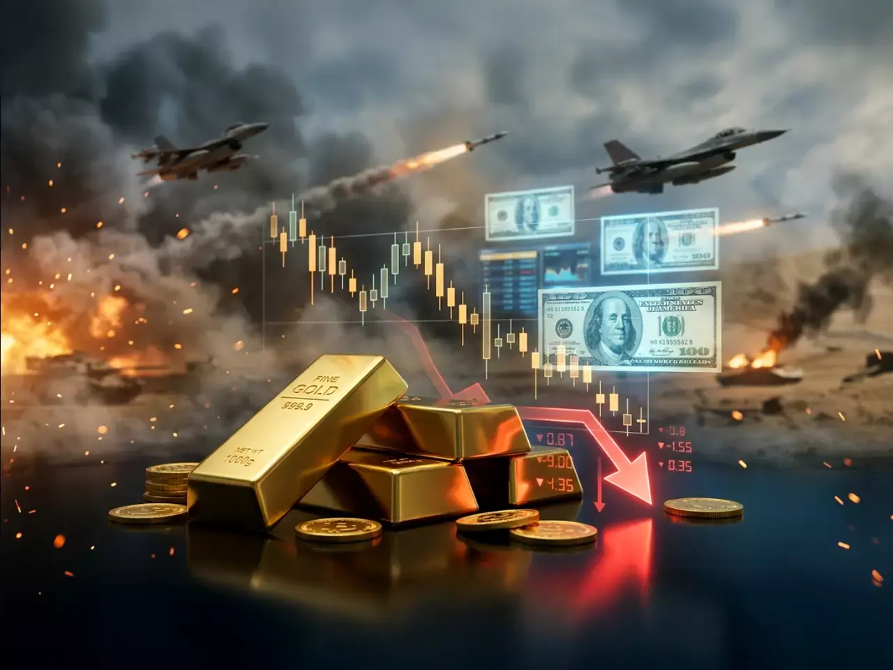 what caused the price of gold to fall even as the war raged