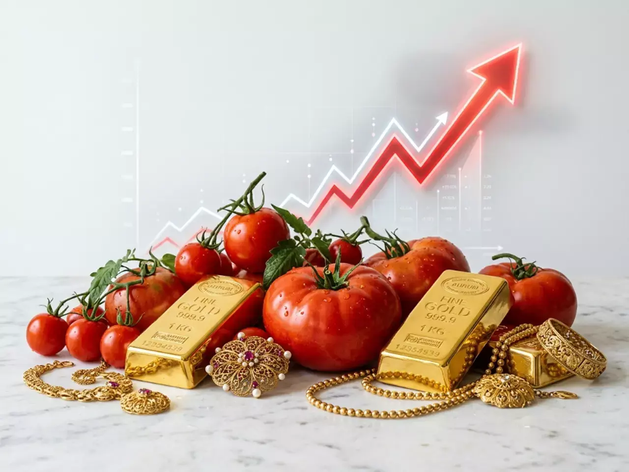 food prices out of control, inflation rises, tomatoes and gold become a concern