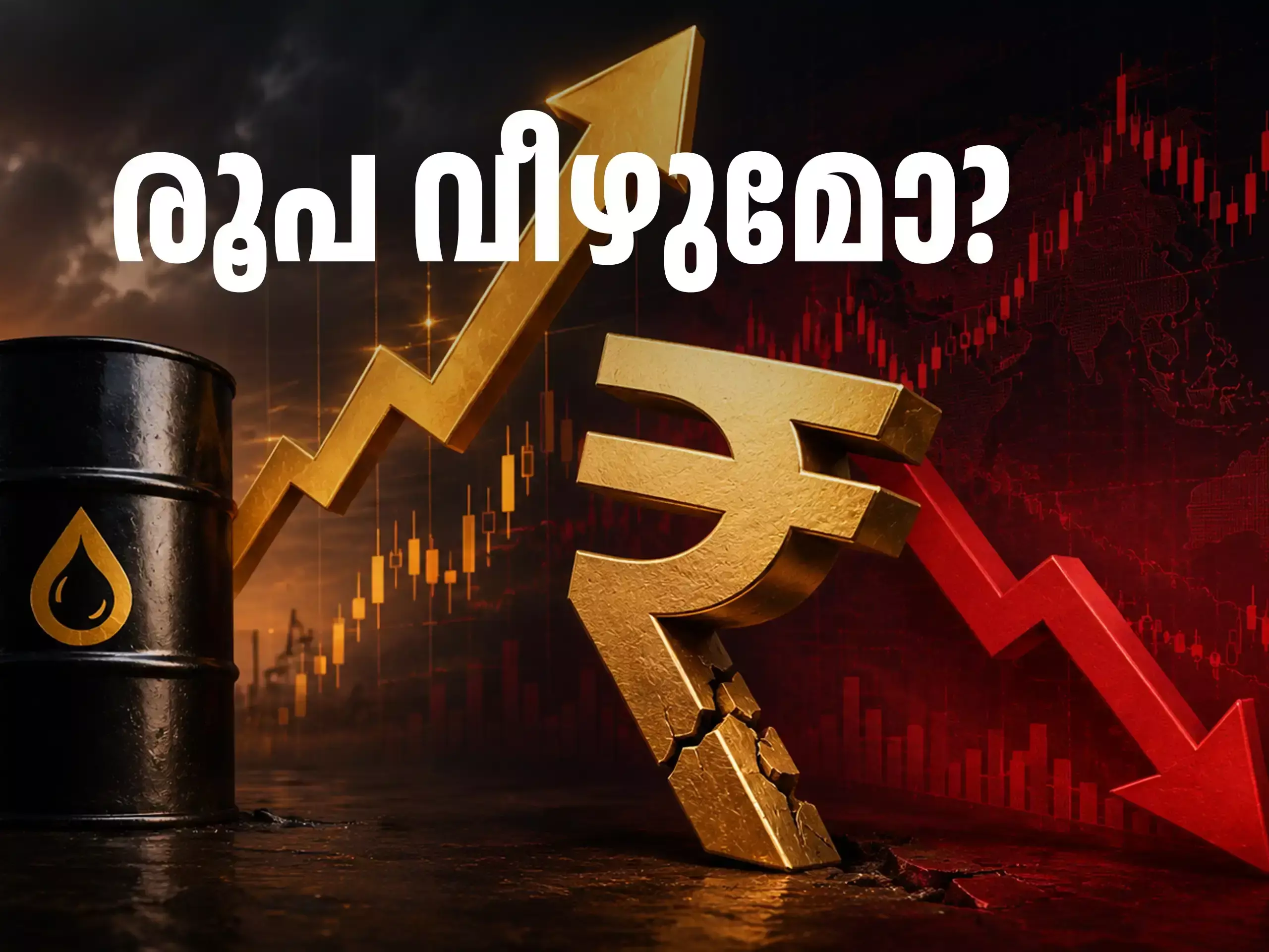 ക്രൂഡ്  ഓയിൽ വില ഉയരുന്നു, രൂപ വീണ്ടും വീഴുമോ?