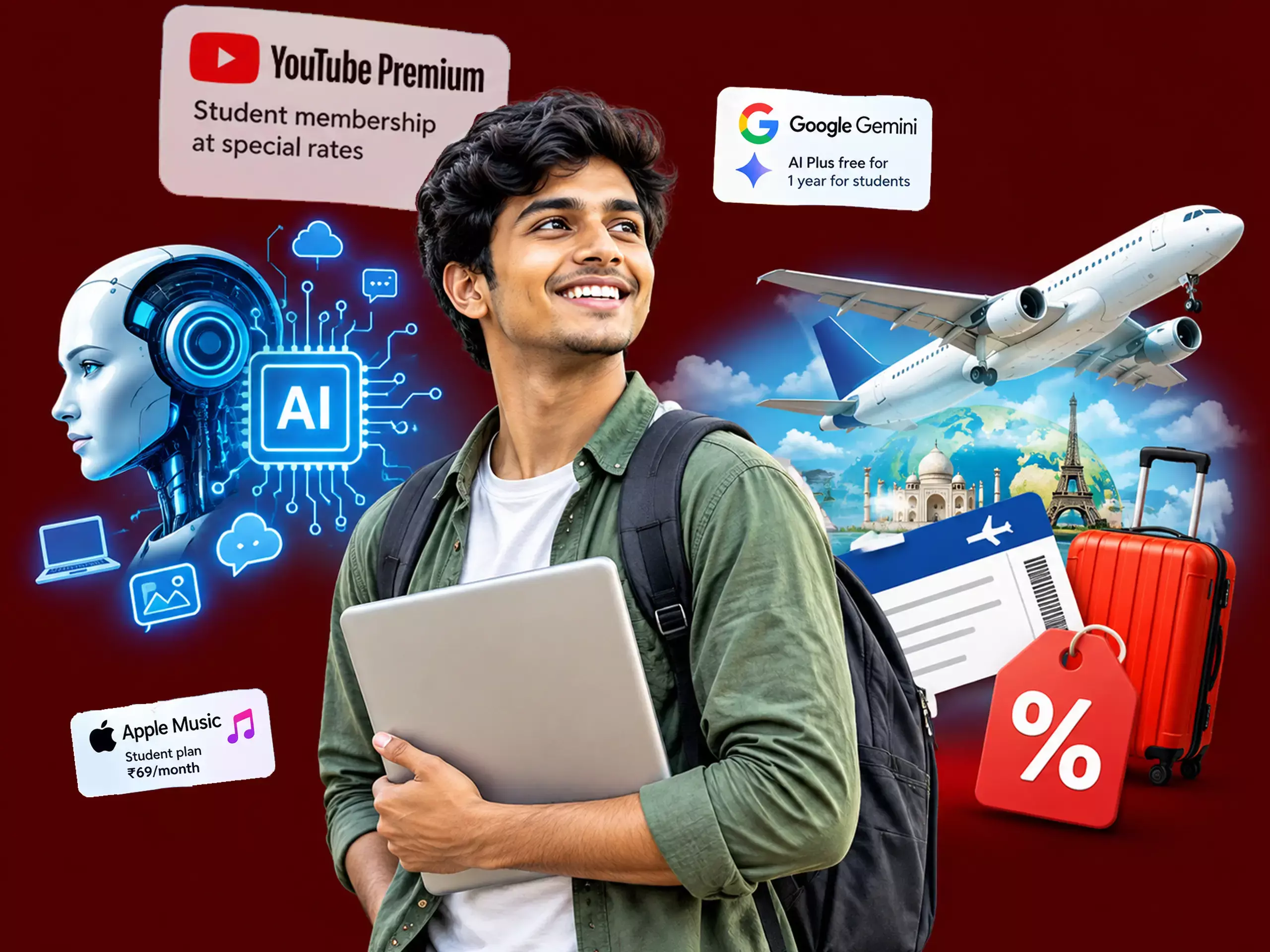 കോളജ് വിദ്യാര്‍ത്ഥിയാണോ? എഐ മുതല്‍  എയര്‍ ടിക്കറ്റ് വരെ പ്രത്യേക നിരക്കില്‍